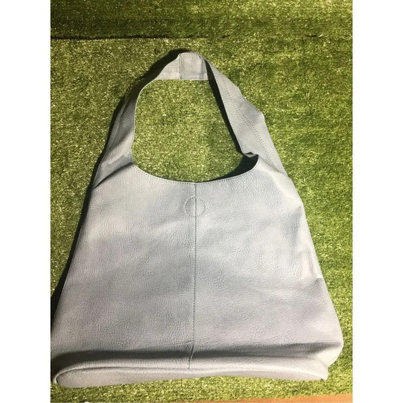 Womens Elena hobo bag 13”x14” single strap blue leather oversize beachy boho - Picture 1 of 3